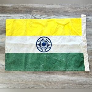 Pottery Barn Kids India Tiranga Flag 16x24 Inch Cotton Factory Distressed Decor